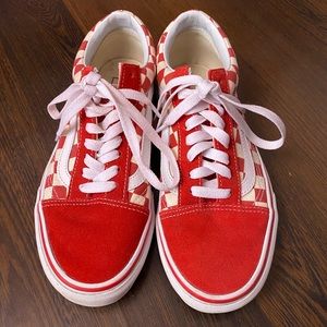 Red checkered old skool vans